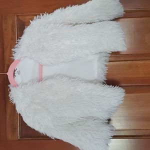 Faux Fur White Shrug / Shaggy Sweater